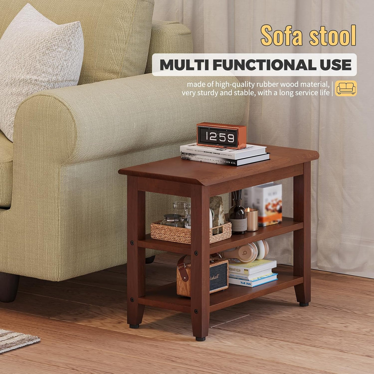 Wood Shoe Bench for Entryway,Bench with Shoe Rack,Storage Shoe Organizer for Hallway,Living Room,Bedroom (Brown, 23.62''W×11.81‘’D×17.71‘’H)