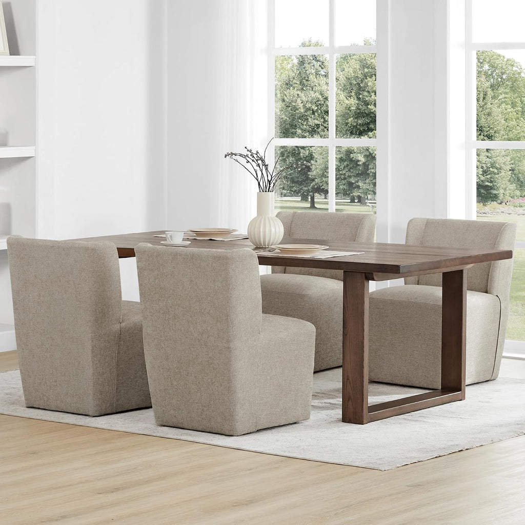KISLOT Dining Chairs with Casters Require Assembly Upholstered Wingback Single Sofa Armless Deskchair for Bedroom Waiting Room Kitchen Diningroom