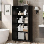 IDEALHOUSE 60" Tall Pantry Cabinet | Kitchen Storage Cabinet with 2 Doors & Adjustable Shelves, Wooden Cupboard for Bathroom，Dining Room, Living Room, Black