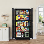 Letaya Metal Garage Storage Cabinets with Wheels,Steel Tool Cabinets Lock Door and Adjustable Shelves for Home,Office,Warehouse Organisieren (Black, 75" H)