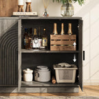 Fluted Sideboard Buffet Cabinet with Storage - 57" Credenza Coffee Bar Cabinet with 4 Doors, Accent Kitchen Storage Cabinets with Adjustable Shelves for Living & Kitchen, Entryway, Modern