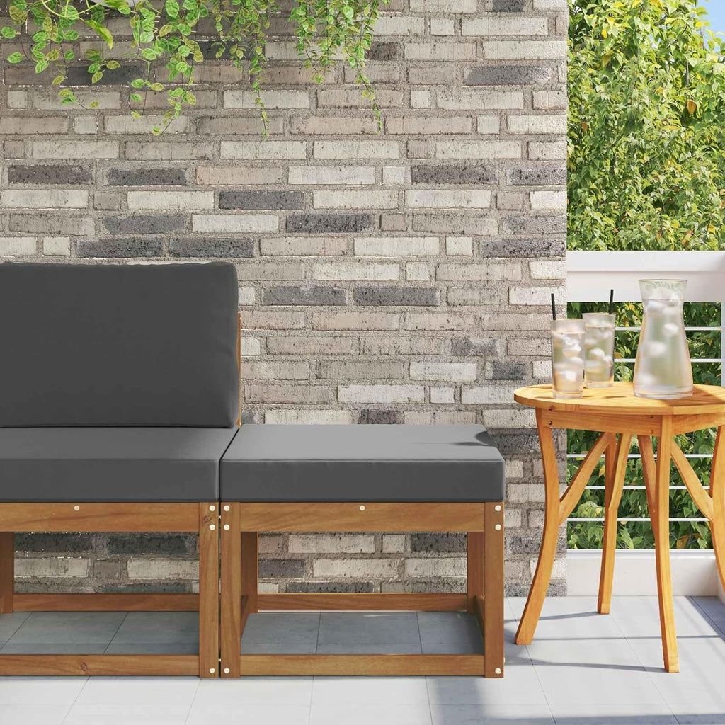 Solid Acacia Wood Outdoor Footstool with Modern Slatted Design, Versatile Modular Ottoman for Patio, Garden, and Backyard Seating Arrangements