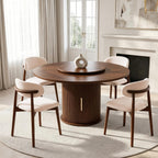 55.1 Inch Round Dining Table for 4-6, Modern Kitchen Table with Storage, Circle Dining Room Table with Wooden Pedestal Base for Living Room, Dining Room & Kitchen, Walnut