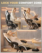 GTPLAYER Gaming Chair for Adults, Computer Chair with Footrest, Snow White | Ergonomic Video Game Chair with 90-155° Recline, Removable Headrest & Lumbar Support, All-Day Comfort for Home & Office