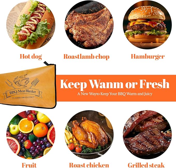 BBQ Blanket for Resting Meat - Insulated Blanket Bag for Large Briskets, Turkeys, Pork - Reusable Grilling Accessory & Birthday Gifts for Men, Dad, Grill Masters (21 inch)