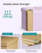 SONGMICS Foldable Storage Ottoman with Flipping Lid, 30 Inch Velvet Bench | Coffee Table, Folding Storage Bench for Bedroom, Entryway Shoe Bench, Hibiscus Purple, ISLAND Collection ULSF048PE01