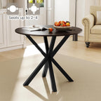 Tangkula 36" Round Dining Table, Mid-Century Modern Kitchen Table with Rubber Wood Legs, Vintage Table with Pedestal Base & Adjustable Foot Pads, Side Table for Home, Office, Bar (Rustic Brown+Black)