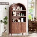 Ieejdn 71.34" Tall Arched Kitchen Pantry,Modern Fluted Wood Storage Cabinet with Doors,Adjustable Shelves,Organizer, Versatile Cupboard for Kitchen,Living Room,Dining Room,Bathroom,Walnut