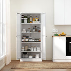 61-Inch White Metal Kitchen Pantry Cabinet with 4 Adjustable Heavy-Duty Shelves (110lb Capacity), Freestanding Storage Organizer for Pantry, Kitchen, Living Room