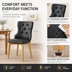 Mid Century Modern Dining Chairs Set of 4 PU Leather Dining Room Chairs High Back Dining Chairs Set for Kitchen, Living Room, Restaurant (Black)