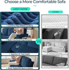 LINSY HOME Sectional Couches for Living Room, 106" U Shape 4 Seats, Blue | Sleeper sofa with pull out couch bed, corduroy couch with storage