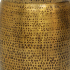 Kvira 21 Inch Round Drum Side End Table, Artisan Hammered Embossed Texture, Antique Gold Brass Finish, Modern Accent Table for Living Room, Bedroom, Entryway and Home Decor Display