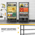 M MZG 1250 lbs 5 Tier Shelf Metal Storage Shelves Shelving Wire Rack Heavy Duty Closet Organizers for Garage Kitchen Bathroom Laundry Black 13.8" D x 29.5" W x 59.5" H