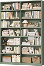 FACBOTALL 83.7" Tall Bookshelf and Bookcase,7-Tier Double Bookshelves Green