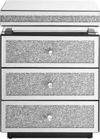 SSLine 3-Drawer Mirrored End Table,Mirrored Nightstand End Tables Bedside Table,Silver Finished Mirror Accent Side Table for Bedroom, Living Room, Entryway,Hallway