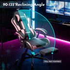 Gaming Chair, Ergonomic Computer Chair with Footrest and Lumbar Support, Height Adjustable Game Chair with 360°-Swivel Seat and Headrest and for Office or Gaming Blackpink