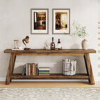 70.9" Extra Long Entryway Table, Farmhouse Wood Console Table with Storage, 2-Tier Narrow Sofa Table Behind Couch for Living Room, Hallway, Entrance, Foyer, Rustic Brown