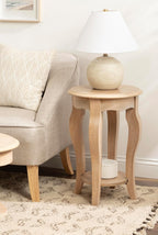 Kate and Laurel Sutherlin Vintage Tiered Round Side Table, 16 x 16 x 25, Light Natural, Traditional Two-Tier Circle Living Room End Table with Storage for Use as Bedroom Nightstand Option