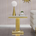 Henf 23in Square End Table Faux Marble End Table with Pillar Stainless Steel Base, Night Table White Marble top Accent Sofa Side Table for Living Room Office, Luxury White&Gold End Side Table