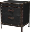 Baxton Studio Laura Vintage Black Canvas 2-Drawer End Table Trunk