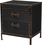 Baxton Studio Laura Vintage Black Canvas 2-Drawer End Table Trunk