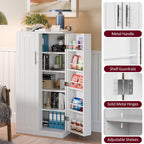 SUNLEI 47" Kitchen Pantry Storage Cabinet, Modern Freestanding Pantry Storage Cabinet with Adjustable Shelves, Buffet Cupboards Storage for Kitchen, Dining Room, White