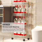 Acrylic Storage Trolley, Bathroom Kitchen Rolling Utility Cart Mobile Organization Shelves with Handle and Lockable Wheel(Gold,3 Tier)