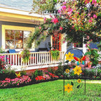 YEAHOME Garden Decor for Outside, 34" Flower Butterflies Decorative Garden Stakes for Spring Garden Decor, Metal Yard Art Stakes for Outdoor Lawn Backyard Porch Decorations