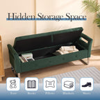 Aoiy & Wifon 67.91" W King Size Bench for End of Bed, Upholstered End of Bed Storage Bench with Metal Legs for Bedroom, Velvet (Green)