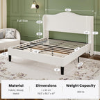 SHA CERLIN Full Size Bed Frame with Curved Wingback Headboard,Soft White