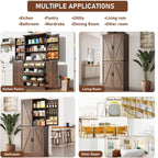 Hlivelood Farmhouse Kitchen Pantry Cabinet with 3 Drawers,71" Tall Rustic Wood Storage Cabinet with 6 Door Shelves,with Load-Bearing Steel Pipe,Pantry Organizers for Kitchen,Dining Room(Rustic Brown)