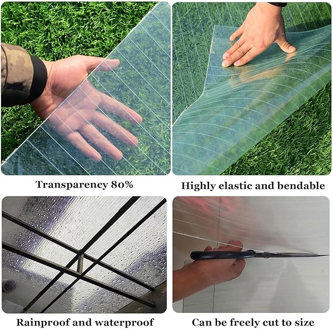 Glass Roof Pergola Polycarbonate Roofing Roll Polycarbonate Panels for Sunrooms, Open-Air Gardens, Greenhouses, Agricultural Use, Sheds(0.8x15m)