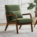 Achicsofar Accent Chair Mid Century Modern Armchair with Lumbar Support Pillow Wood Legs PU Leather Upholstered Lounge Chairs Comfy High Back Cushion for Living Room Bedroom