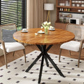 DKLGG Walnut Round Dining Table, Mid-Century Modern Round Dining Table for 4-6 Person, 39" Coffee Table with Metal Black Legs for Cafe/Bar Kitchen Dining Office, Save Space (Only Table)