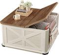 VASAGLE LIRY Collection - Farmhouse Coffee Table with Storage, Square Coffee Table for Living Room, Center Table with Flip-Top Lids, Honey Brown and Rustic White ULCT232W73