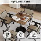 Walnut Square Tulip Table for 2, 24 Inch Small Dining Table with Metal Pedestal Base for Kitchen, Mid-Century Modern Table with Round Corners for Living Room, Cafe and Home Office