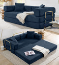 ivoros 78" Convertible Sleeper Sofa Bed, Corduroy Folding Sofa Bed with Fixed-Shape Frame, Fold Out Floor Mattress Couch, Lazy Compression Sofas for Living Room, Bedroom, No Assembly Required, Blue