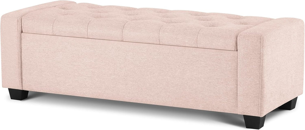 Mangodan 48" Ottoman with Storage, Soft Storage Ottoman Bench for Bedroom, Tufted Upholstered Window Benches, End of Bed Bench for Living Room, Entryway Bench with Seating, Foot Rest, Pink