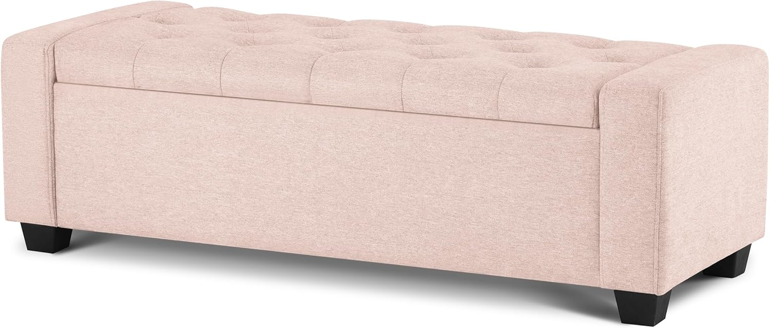 Mangodan 48" Ottoman with Storage, Soft Storage Ottoman Bench for Bedroom, Tufted Upholstered Window Benches, End of Bed Bench for Living Room, Entryway Bench with Seating, Foot Rest, Pink