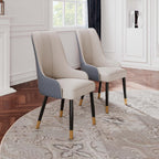 POVISON Dining Chairs Set of 6, Faux Leather Upholstered Bar Chairs with Metal Legs, Modern High-Back Side Chairs for Living Room, Pub, Coffee, Home, Kitchen (Grey)
