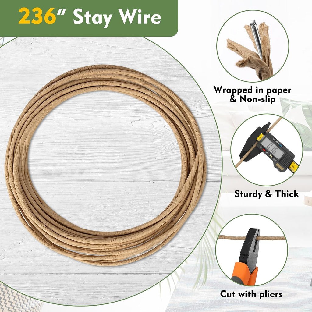 25" Couch Spring Repair Kit, 4Pack Upholstery Spring Seat Repair | for Fixing Sagging Sofa Recliner, 236” Stay Wire/ 4P Springs/ 10P Clips/ 20P Stay Wire Clips/ 40P Nails