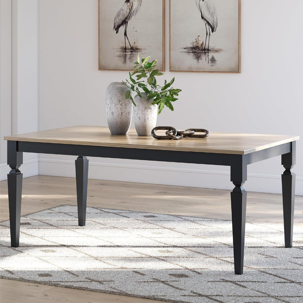Signature Design by Ashley Mendinfort Casual Mango Wood Dining Table, Light Brown & Black