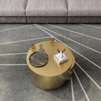 BQueen Round Nesting Coffee Table Set of 2, Brushed Gold Stainless Steel Modern Coffee Tables, 2 in 1 Space Saving Stackable Accent Tables for Living Room, Small Space Apartment