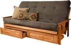 Kodiak Furniture Monterey Queen-size Futon, Storage Drawers, Butternut Finish with Suede Gray Mattress