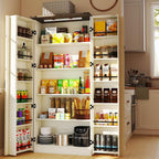 Tall Kitchen Pantry Cabinet, White Wood Storage Cabinet with 2 Doors | Food Pantry Cabinets for Kitchen Storage, Off White Wood Storage Cabinet, Farmhouse Cabinets with Freestanding Cupboard