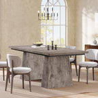 Tribesigns Dining Table for 6, Farmhouse Wood Dinner Rectangular Table Kitchen Table with Double Pedestal, 63" L x 31.5" W x 30" H, Grey