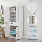 RASOO 70.87" Hutch Cabinet with Storage Freestanding White Pantry Storage Cabinet with 1 Drawer and 4 Doors, 3 Adjustable Shelves Inside of The Buffet Cabinet