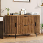 SEDETA Fluted 2 Drawer File Cabinet with 2 Sliding Door for Home Office | 39.4" Filing Cabinet for Home Office,fit Legal/Letter/A4 Siz,Modern File Cabinet with 2 Drawers,Printer Stand,Brown