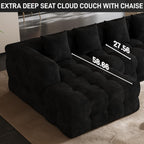 120" Oversized Modular Sectional Couch,Cloud Sectional Sofa with Deep Seat, Modern Modular Couch with 4 Throw Pillows,L-Shaped Chenille Sofa Couches with Left Facing Chaise for Living Room, Black