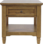 Brentwood Modern Transitional 24" Square End Table with Drawer and Storage Shelf,Light Brown